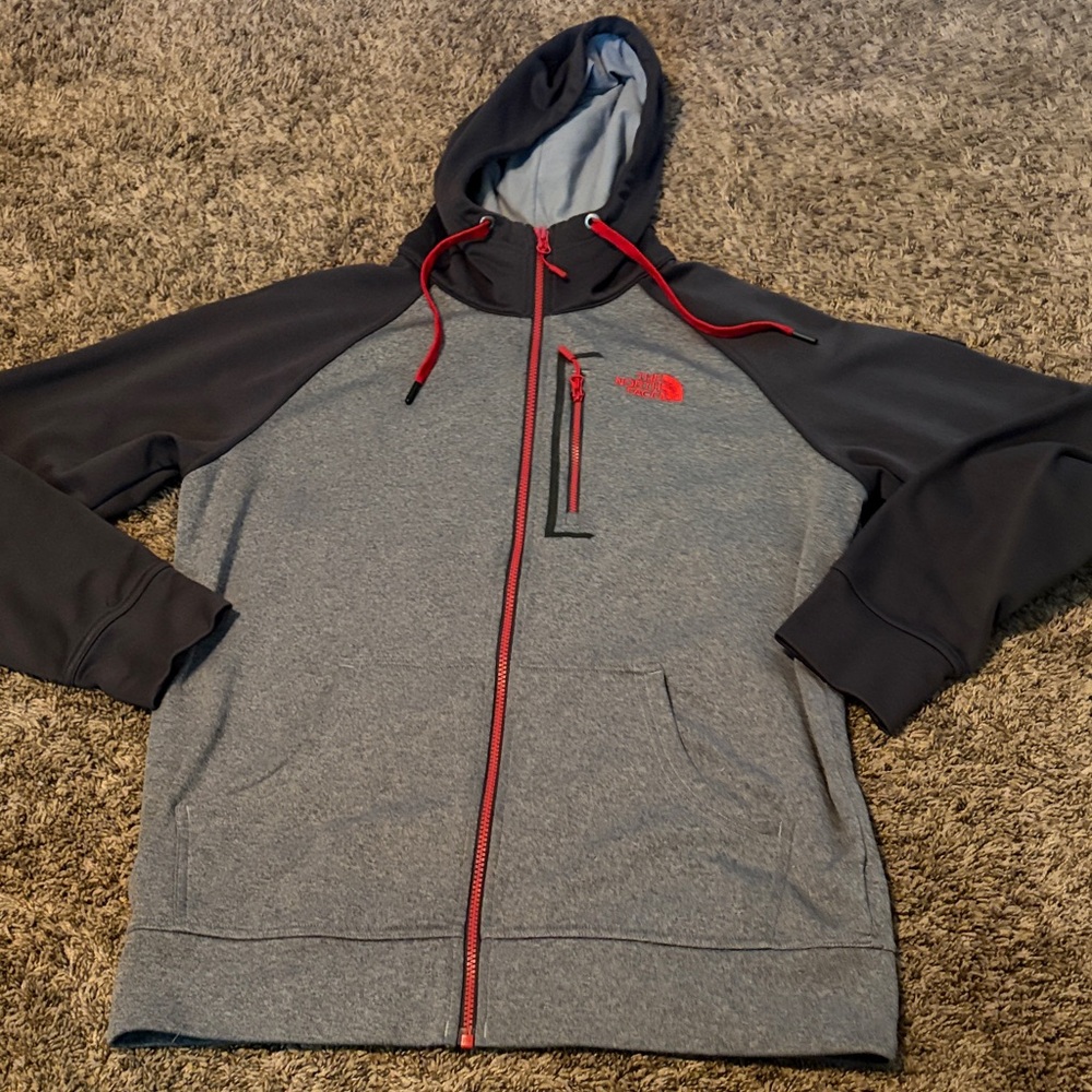 The North Face Men's Charcoal and Scarlet Hoodie Jacket